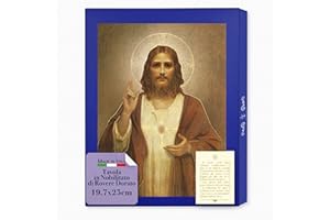 F.LLI BONELLA Fratelli Bonella | Ikone des heiligen Herzens Jesus von Chambers in Nobilisiert mit goldenen Eichen, 19,7 x 25 cm | Made in Italy