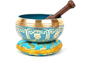 BERMONI Double Dorje & Buddha Eye Carved Tibetan Singing Bowl (SING1049SKY)