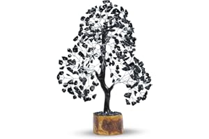 PYOR Black Tourmaline Feng Shui Money Tree, Real Crystals, Abundance Stones And Crystals - Home Office & Spiritual Room Decor