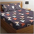 BSB HOME Premium Double Bedsheet with 2 Pillow Covers - 160 TC Supersoft Glace Cotton - Breathable & Wrinkle Free - 3 Pcs Set | Dark Grye and White
