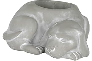 CLASSIC HOME & GARDEN Classic Home and Garden Cement Buddies Indoor Outdoor Planter with Drainage Hole, Sleeping Dog, Small, Natural Gray, 7in