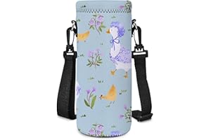 Piyycur Universal Bottle Holder with Adjustable Belt (500ml/750ml/1000ml) - Neoprene Thermal Bottle Case for Sports, School, Travel (Tema Fattoria Carina, 500ml(17oz))