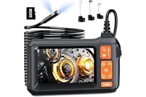 DAXIONGMAO Dual Lens Borescope Endoscope with Light, 1080 HD Inspection Camera, 32G Storage Card, 8mm IP67 Waterproof Sewer Camera, 16.5FT Semi-Rigid Cable, Gadget for Men