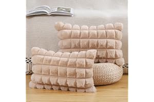 Madizz Poszewka na poduszkę ze sztucznej wełny, wielbłądzi 40 x 60 cm, zestaw 2 bardzo miękkich poszewek na poduszki w stylu boho, dekoracyjne, teksturowane poduszki na sofę do sypialni