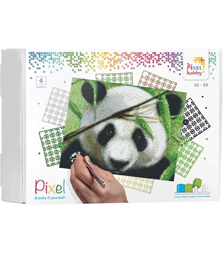 Kit Mosaïque Pixel Tigre – 20x25 Cm, Tesselles Bioplastique – Assemblage Sans Colle, Pour Enfants (Dès 10 Ans)