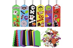 KIKVTER Halloween bokmärken för barn, 24 stycken DIY-bokmärken för barn, gör-det-själv-bokmärken, skumgummi, kreativa present