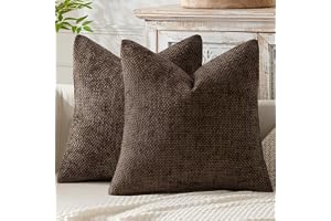 MIULEE Chenille Kuddfodral 45x45 2-pack Dekokissen Mörkgult | Kuddöverdrag soffkuddar mjuka örngott med elegant design soffku