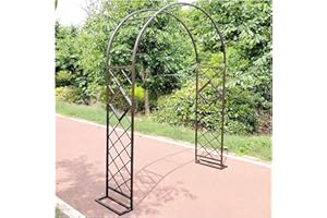 ENLLY Schwer Rosenbogen Verzinkt Gartenbogen Metall Stabil Torbogen Für Kletterpflanzen Freistehend Pflanzen Rankhilfe Rankgitter Rosengestell Rankbogen 140x230cm 240x230cm 280x230cm ( Color : Brown , Size