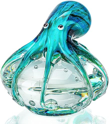 Widdop Objets DArt - Ornamento In Vetro Soffiato A Mano, Mini Delfino Blu In Scatola Regalo, 40x75x30 Mm