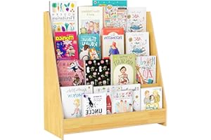 Suuiwau Kid Bookshelf 4 Tier Kids Bookcase Wooden Childrens Bookcase Single Sided Book Display Shelf Kids Storage Units Book Storage Rack for Bedroom, Classroom, Nursery, Toddler Room