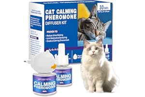 SilverChry Pheromone Cat Diffuser Kit 2 Pieces, Cat Sedative, Cat Fragrance Plug, Pheromones Cat Socket 48 ml - for Rolling Cats Calming, Reduces Marking, Scratching, Hiding