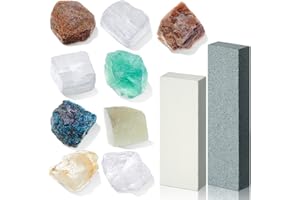 Landical 1 Set Earth Science Moh's Hardness Kit Mohs Hardness Test Kit Mineral Identification Kit Include 9 Rock Mineral Specimens and 2 Unglazed Porcelain Streak Plates for Exploring Identifying