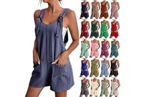 YOLIMOK 2023 Monos Corto Mujer Verano Elegante Mono de Mujer Petos Largo Monos de Vestir Talla Grande Peto Sin Mangas Monos Cortos Color Sólido Pantalones Anchos de Rectos Playsuit Fiesta de Noche 4XL