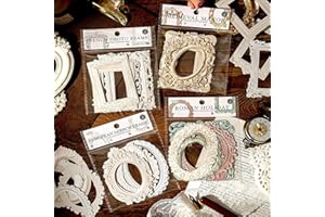 ZMDMAH 40 hojas de encaje marco scrapbook, vintage hueco en relieve, accesorios para libros de recortes, papel, papel para manualidades, diario, planificador
