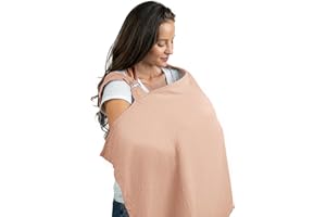 Comfy Cubs Muslin Nursing Cover, Pack of 1, 100% Muslin Cotton Breastfeeding Cover Up - Soft & Breathable Baby Nursing Scarf with Adjustable Neck Strap - Portable Essential for Newborn - Blush