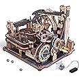 ROKR Electric Marble Run Model Kits For Adults to Build,Marble Spaceport 3D Wooden Puzzle,Night City 2.0,Unique Gift Idea for Men Kids (LGC01)