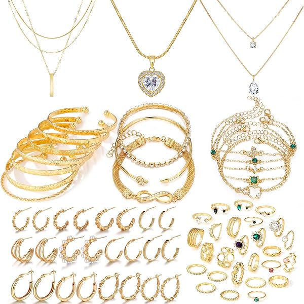 Set De Bijoux De Costume Halloween Pour Femmes - 5 Pièces En Doré 14K