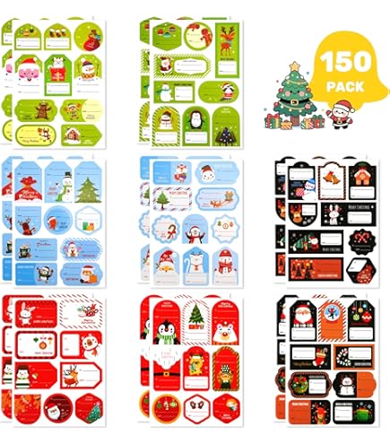 85 Autocollants De Noël En Français - 17 Formes Différentes (Père Noël, Sapin, Renne...) - Pour Sacs Cadeaux, Cartes, Enveloppes