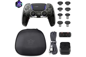HEXGAMING ULTIMATE PRO Gaming Controller Compatible with ps5/PC/Mobile - 4 Back Buttons, 6 Profiles, Adjustable Triggers, 8 Swappable Thumbsticks - Hall Effect Explorer Black & Carrying Case