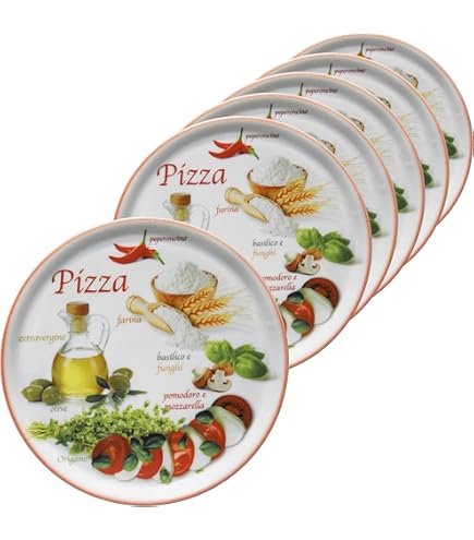 Saturnia Set 6 Piatti Pizza In Porcellana 33cm - Design Black & White, Moderno E Lavabile In Lavastoviglie - Foto 7