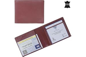 RHB Genuine Leather Disabled Blue Badge Holder with Timer Wallet – Secured Disability Parking Permit Cover with Hologram Protection (Timer not Included) (Chillipepper Giovani VT)