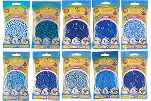 HAPPY PRICE TOYS Hama Midi Perles à Repasser Convulut - Tons Bleus (Clair, Turquoise, Fluo, Pastel, Azur, Tr Aqua, Pétrole) + Instructions