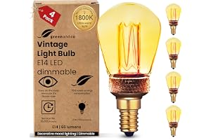 greenandco 4x dekorativ dimbar LED-glödlampa i vintage-stil | E14 ST45 | Bärnsten | 2,3W 65lm | 1800K Extra varmvitt | 320°