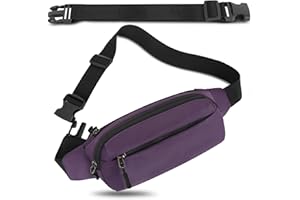 IHIGOGOFA Riñonera Hombre Mujer Deportiva Unisex con Cinturón Ajustable Extendido de 30 cm y 4 Bolsillos con Cremallera Bolsa para Entrenamiento al Aire Libre Viajes Casual Correr Senderismo (Morado)