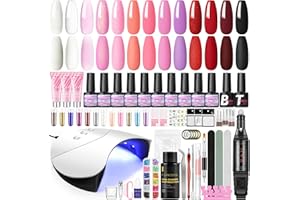 COSCELIA Kit de Gel para Uñas Completo con 3 Colores de Gel Poly para Extensión de Uñas,10 Lámpara de Esmalte de Uñas Semi-Permanente U-V 36W, Base de Uñas y Top Coat Kit de Manicura de Gel para Uñas