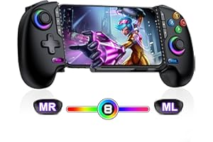 BEBONCOOL GAMING Phone Controller für iPhone/Android Support Phone Case, Mobile Controller mit RGB-Licht, Upgraded Joysticks, Batterie, Turbo, Daumengriffe Handheld Gaming Gamepad, Keylinker APP