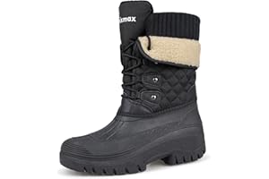 Knixmax Outdoor Winter Boots for Women Warm Lined Snow Boots Winter Shoes with Waterproof Upper and Non-Slip Soles Suitable for Winter Snow Season UK4-9