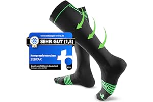 ZEBRAX® Kompressionsstrümpfe Damen & Herren [Gr. 35-47] zur Förderung der Performance I Gepolsterte Stützstrümpfe für schmerzfreies Joggen uvm. I Atmungsaktive Kompressionsstrümpfe Herren