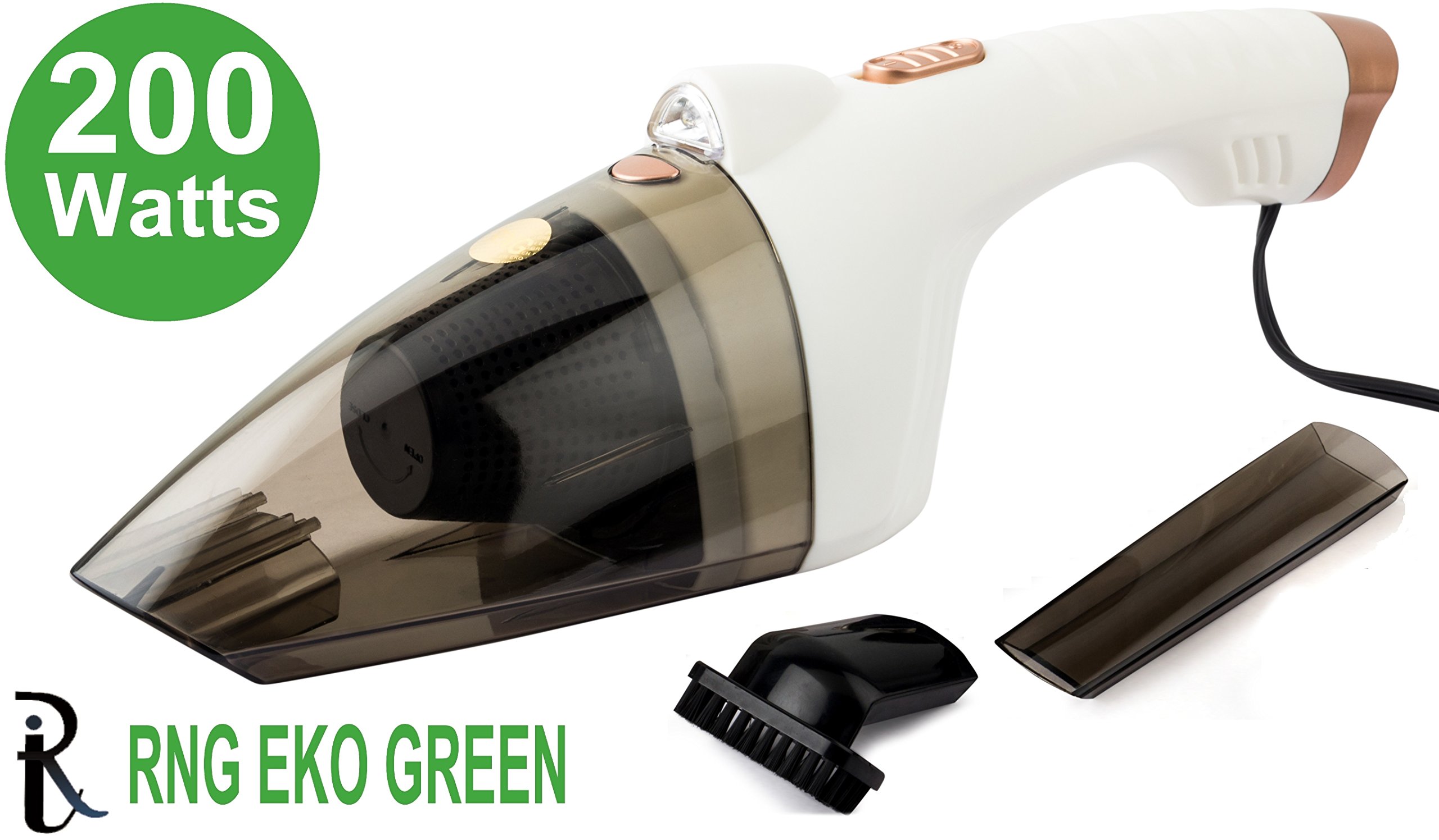 RNG EKO Green 200 Watt/6.5KPA Cyclonic Power Wet/Dry Car Vacuum Cleaner - White (12V)
