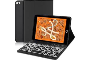 IVEOPPE Teclado iPad Mini 5, Funda iPad Mini 5 con Teclado, Funda Teclado iPad Mini 4, Teclado Español Ñ Bluetooth Inalámbrico Retroiluminado Desmontable para iPad Mini 5/4/3/2/1 7.9 Pulgadas, Negro