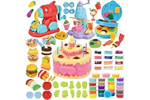 JONRRYIN Knete Set für Kinder, 102 Stück Knete Zubehör Knetwerkzeug mit 36 Modelliermasse, Kreatives Playdoh Knete Kinder Eismaschine Nudelmaschine Spielset Geschenk Mädchen & Junge