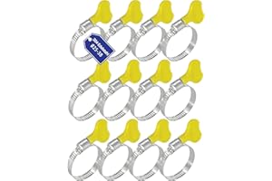 AZISHA Lot de 12 colliers de serrage de avec écrou papillon en acier inoxydable | Collier de serrage de 9 mm pour piscine, machine à laver, voiture (25-38mm Jaune - 12 Pièces)