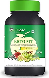 Fitspire Fit Keto Organic Weight Management Capsules | Vegan & Sugar Free | Green Tea, Piperine, Apple Cider Vinegar - 60 Capsules (Pack of One)