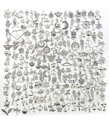 Lot De 10 Brellosques/Pendentifs Plume Style Tibétain Argenté Antique – Vintage Steampunk – Neuf