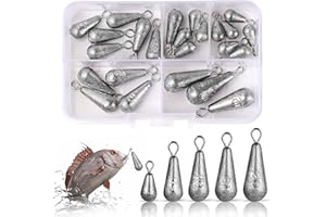 Annyswit Set di 24 pezzi di piombo a pera da pesca, 5 misure, a forma di goccia, 3,5 g, 7 g, 10 g, 15 g, 20 g, piombo da pesca per acque profonde e marine (24 pezzi/5 misure)