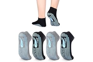 TENQUAN Yoga Socken, 2/4 Paar Stoppersocken für Damen und Herren, Rutschfeste Griffsocken für Yoga, Pilates, Krankenhaus, Barre oder Heimsport und Bewegung (Unisex 35-46)