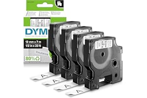 Dymo D1 etichette, stampa nero su bianco, 12x7 mm, etichette autoadesive per stampanti LabelManager, 4 pezzi