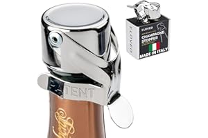 Champagne Stoppers by Kloveo - Patented Seal (No Pressure Pump Needed) Made in Italy - Professional Grade WAF Champagne Bottle Stopper - Prosecco, Cava, and Sparkling Wine Stopper