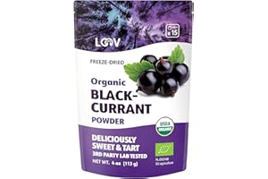 LOOV Polvere di ribes nero biologico, composta al 100% da ribes nero intero, bacche biologiche liofilizzate e in polvere, coltivate nel Nord Europa, senza zuccheri aggiunti, 113 g