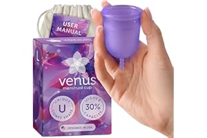 Venus Menstrual Cup (Period Cup for Women) - Best for Heavy Flow - 12 Hours Leak-Free Protection - 100% Medical-Grade Silicone Reusable Cup - Unique Design to Ease Your Period Cycle | Large