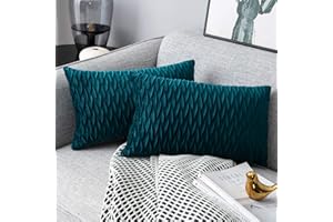 Yamonic Kissenbezüge Set Samt Soft Solid Dekorative Kissen Fall für Sofa Schlafzimmer 30cmx50cm 2er Pack für Couch Bett Sofa Stuhl Schlafzimmer Wohnzimmer, Blau Grün