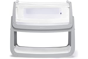 SnuzPod 4 Bedside Crib - Rocking Next to Me Crib with Lift off Bassinet, Lightweight Portable Baby Bed, Cot with Zip-Down Wall, 3D Breathable Mattress, 6 Height Settings and Comfort Incline Mode, Dove