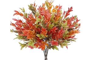 LXYANW 4pcs Künstliche Pflanzen Deko, Herbstblätter Kunstpflanzen Herbst Deko Plastikpflanzen Sträucher Balkonpflanzen für Zuhause, Herbst, Festival, Erntedankdekoration