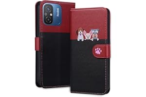LSPCASA Funda para Redmi 12 C Animales De La Historieta Funda Redmi 12 C con Ranuras para Tarjetas Funda Redmi 12C Compatible con Xiaomi Redmi 12C Negro Rojo
