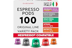 CARRARO 1927 Variety Pack Coffee Capsules - 100 Aluminium Coffee Pods Compatible with Nespresso Original line Machines, Medium and Dark Roast, Made in Italy