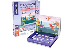 mierEdu Magnetspiel Box Dino Welt – Magnetische Anziehpuppen & Lernspiel für Kinder ab 3 Jahren – Kreatives Reisespiel für Autofahrt & Flugzeug – Fördert Motorik & Fantasie